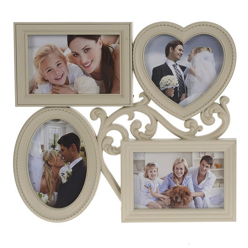 3300580106 PLASTIČNI ZIDNI RAM BEŽ ZA 4 FOTOGRAFIJE 32*2*36cm