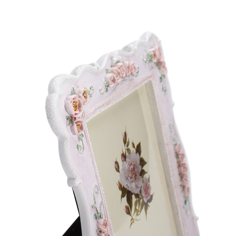 D-95 RAM ZA SLIKU BELI SA ROZE RUŽAMA OD POLIREZINA 13X18 CM