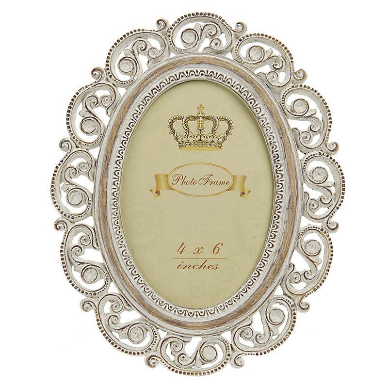 3307150278 RAM ZA SLIKU OD POLIREZINA ANTIK BELI OVALNI 10*15cm