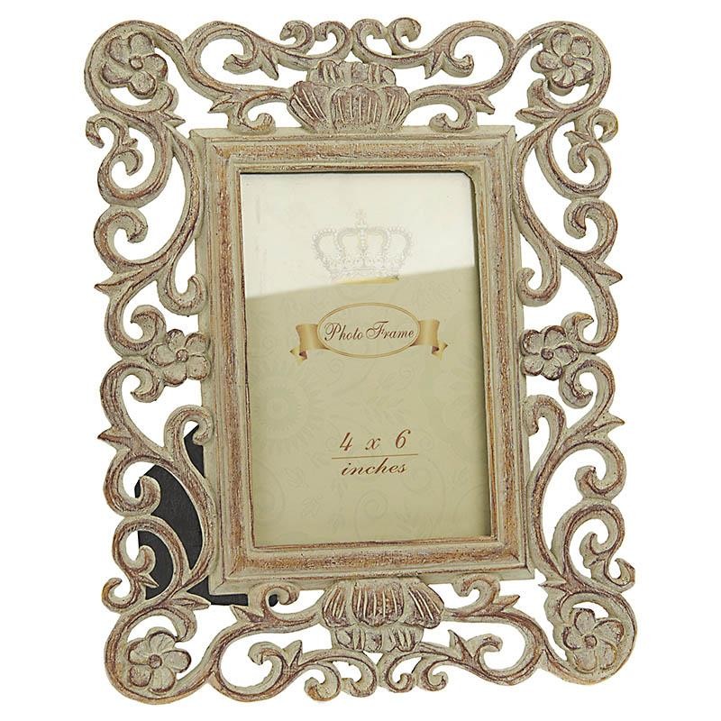 3307150103 RAM ZA SLIKU OD POLIREZINA BELI SA CVETIĆIMA 10*15cm