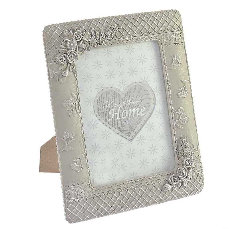 3309160013 RAM ZA SLIKU OD POLIREZINA SIVI SA RUŽICAMA 20*15cm