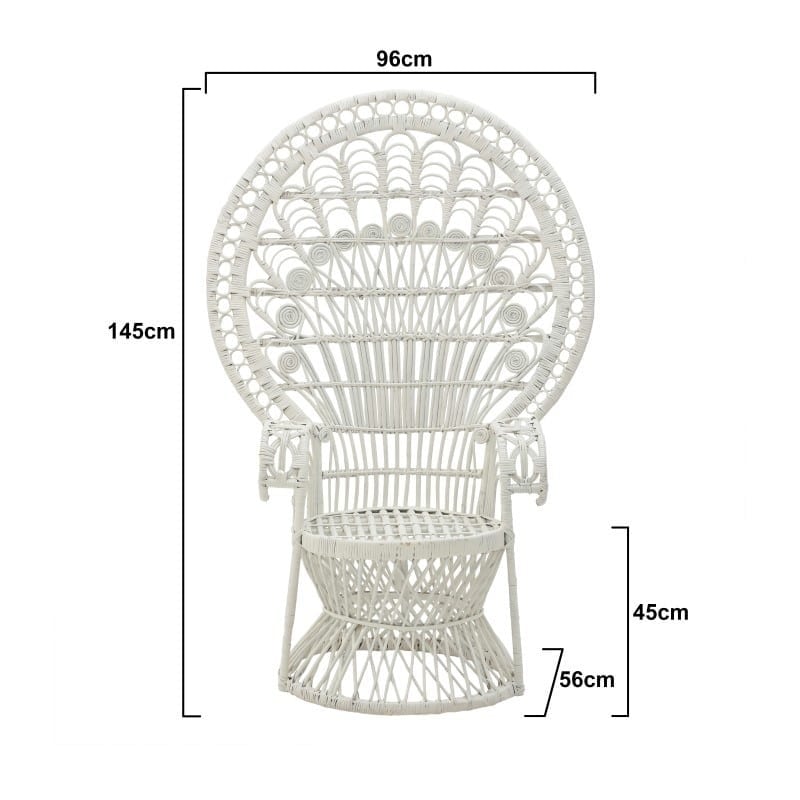 3508710006 RATTAN FOTELJA PAUN BELA 96X56X145 CM