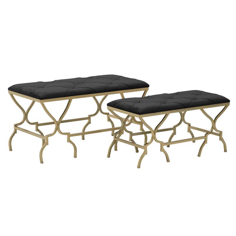3506570041 S/2 METALNI KANABE OD PLIŠA ZLATNO CRNI 90X40X45 CM