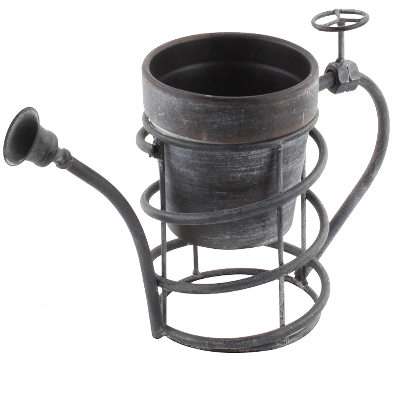 3702120009 KERAMIČKA SAKSIJA NA METALNOM STALKU U OBLIKU KOFICE 33*14*18cm