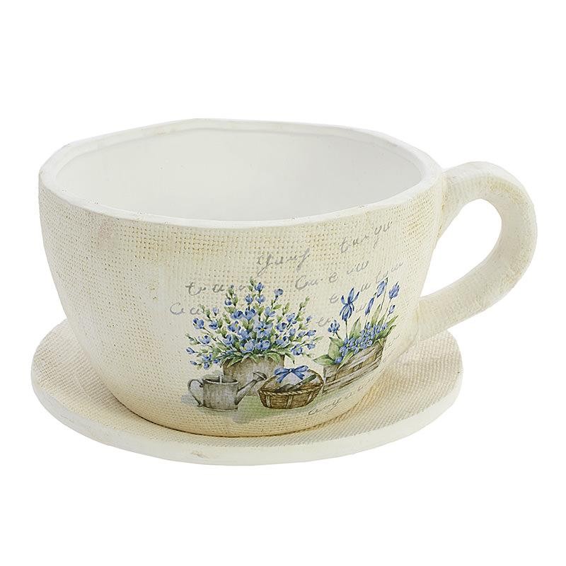 3700310106 SAKSIJA ZA CVEĆE KERAMIČKA U OBLIKU ŠOLJE DEZEN LAVANDA 26*20*12cm