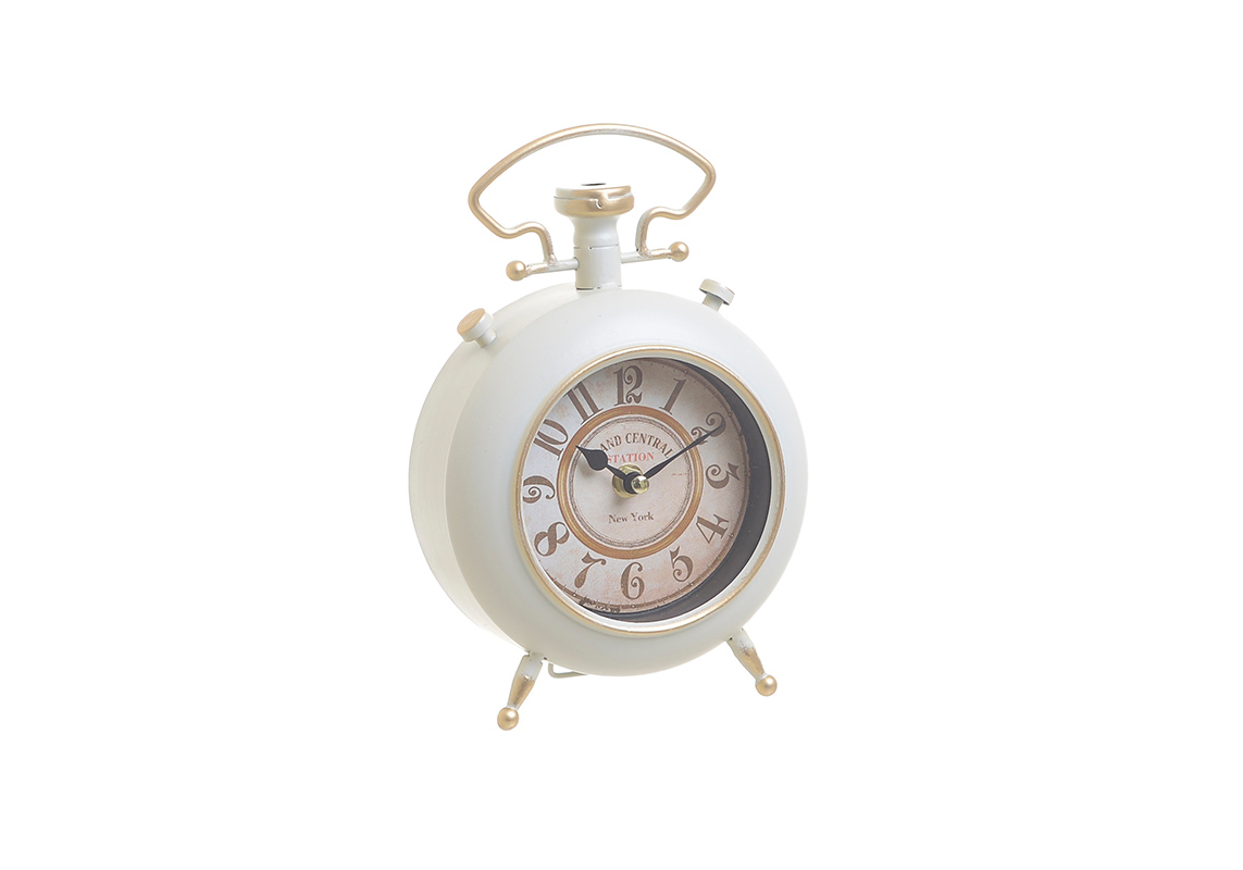 3209770285 SAT STONI METALNI KREM ZLATNI 16X7X24 CM