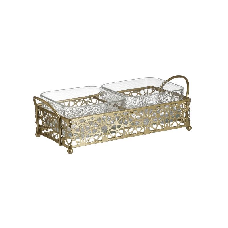 3701510404 SERVER METAL STAKLO ZLATNI 24X11X7 CM