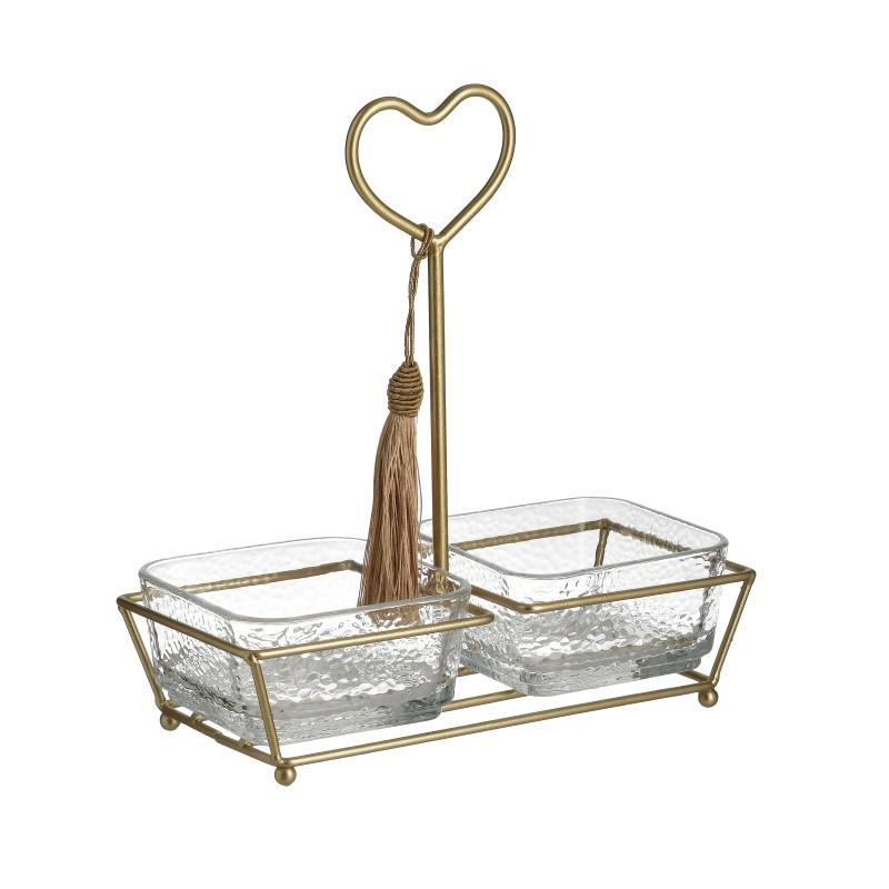 3701510402 SERVER METAL STAKLO ZLATNI SA SRCEM 22X11X24 CM