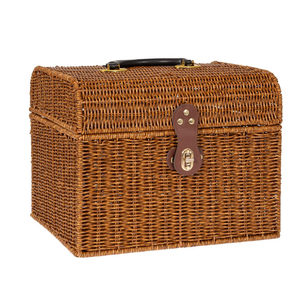 *85940 ŠKRINJA ZA PIKNIK OD RATANA BRAON 35X26X26/33 CM