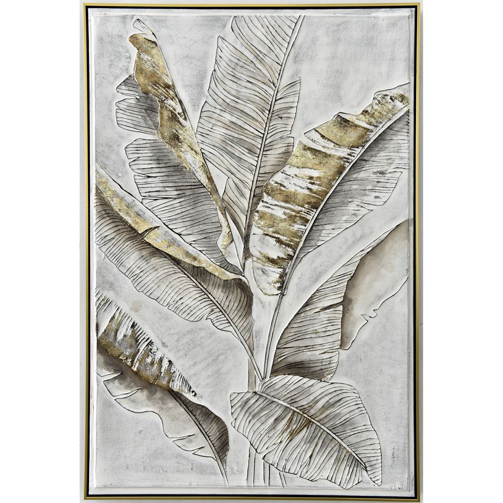 75633 SLIKA ULJE NA PLATNU SA RAMOM DEZEN LIŠĆE BANANE 82X122 CM