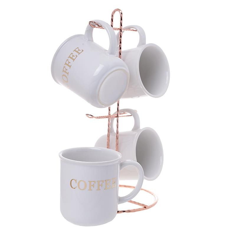 3609310103 ŠOLJE ZA KAFU OD PORCELANA BELE NA METALNOM STALKU 