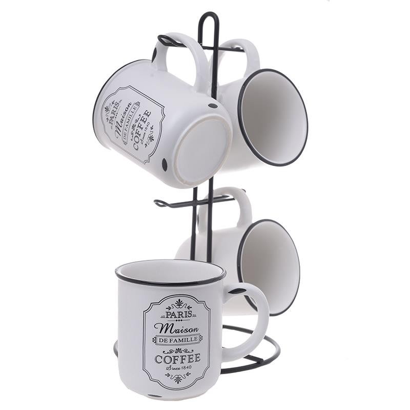 3609310113 ŠOLJE ZA KAFU OD PORCELANA BELE NA METALNOM STALKU S/4