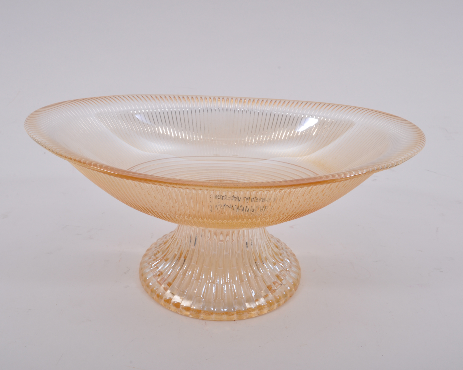 80525341 STAKLENA ČINIJA SA STOPOM ZLATNA 25cm
