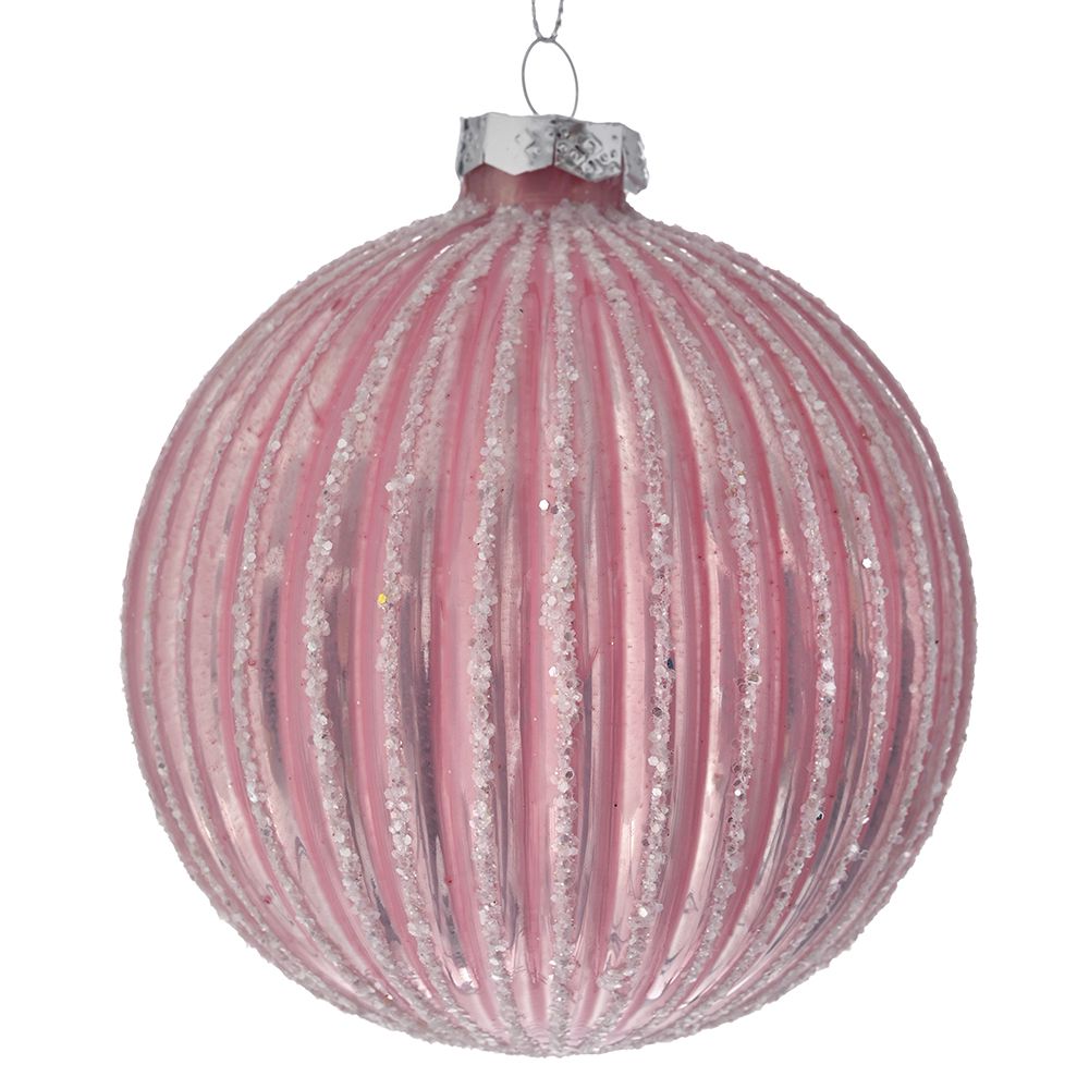 STAKLENA KUGLA ROZE 10 CM S/4