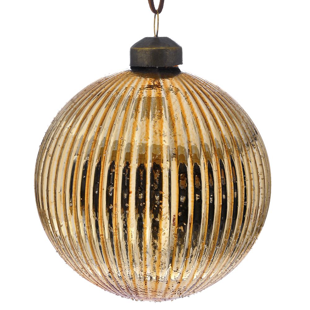 STAKLENA KUGLA SA ORNAMENTIMA 10 CM S/4  ZLATNA
