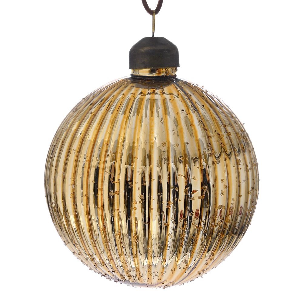 STAKLENA KUGLA SA ORNAMENTIMA 8 CM S/6 ZLATNA