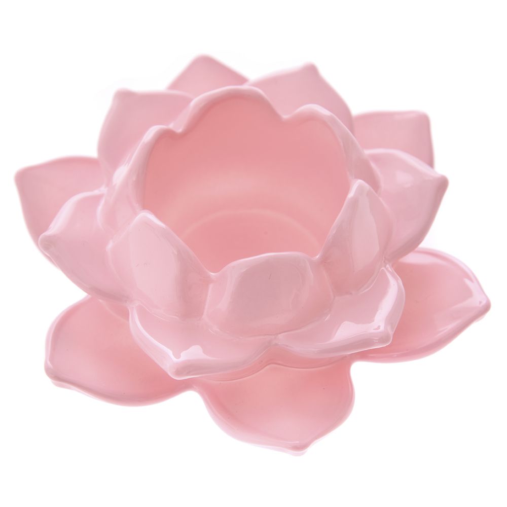 70833 STAKLENI SVEĆNJAK PINK U OBLIKU CVETA 10*4cm
