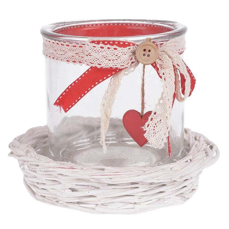 3703690004 STAKLENI SVEĆNJAK SA SRCEM U PLETENOJ KORPICI 17*17*15cm