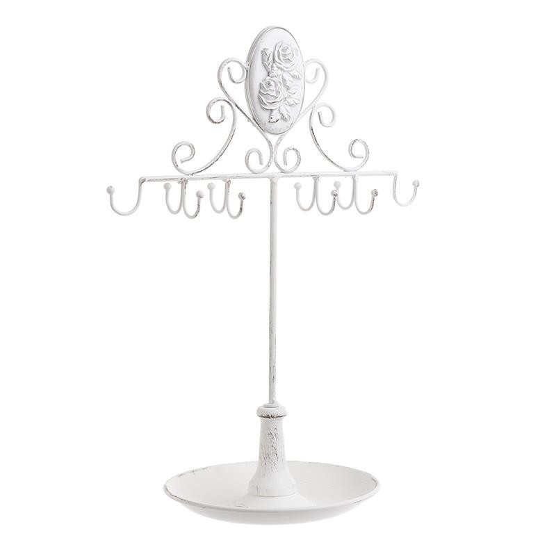 3708720149 STALAK ZA NAKIT METALNI ANTIK BELI 28*17*38.5cm