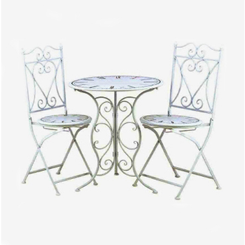 3502070035 STO METALNI SA DVE STOLICE U BELOJ BOJI S/3 61*72/38*38*96cm