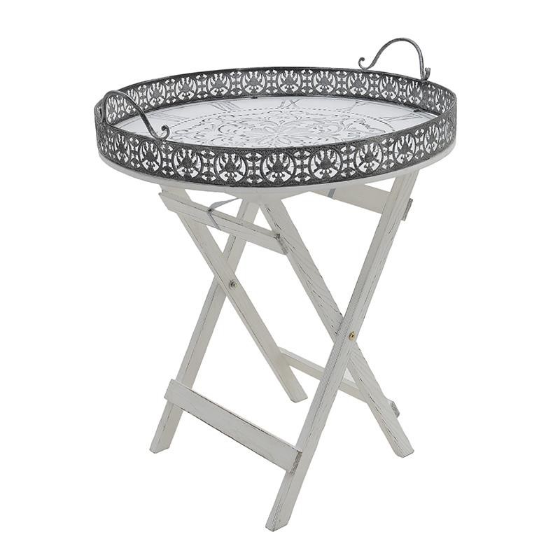 3509130007 STOČIĆ-POSLUŽAVNIK DRVO-METAL 52*57cm