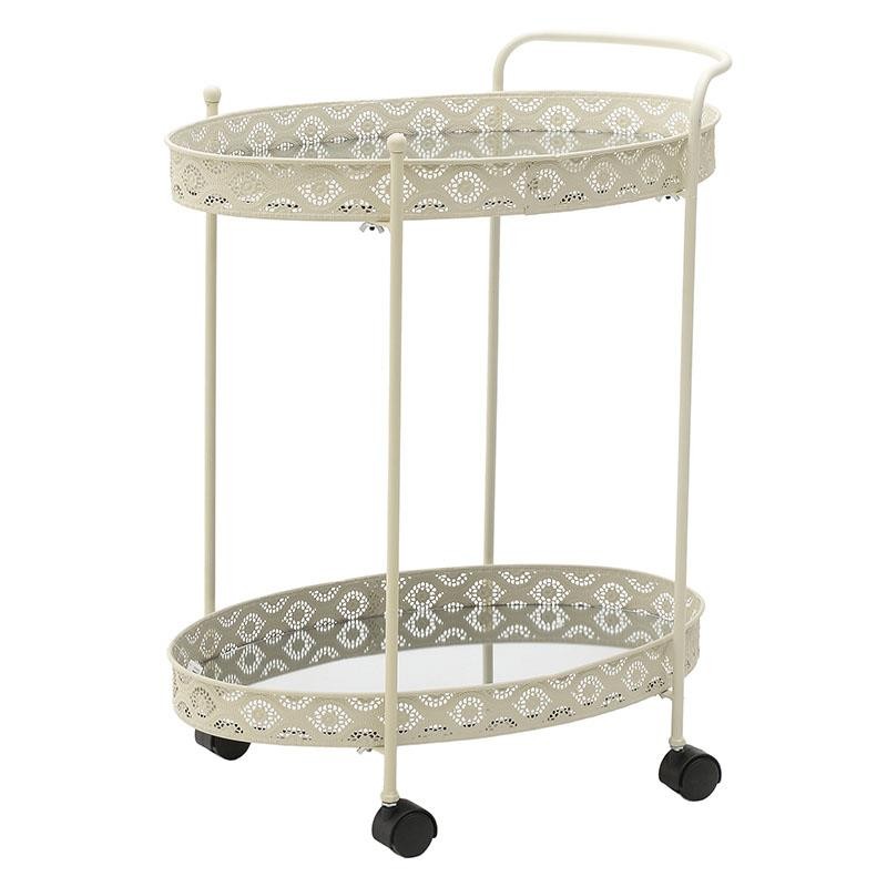 3506240011 STOČIĆ-POSLUŽAVNIK METALNI BELI SA OGLEDALOM 52*34*66cm