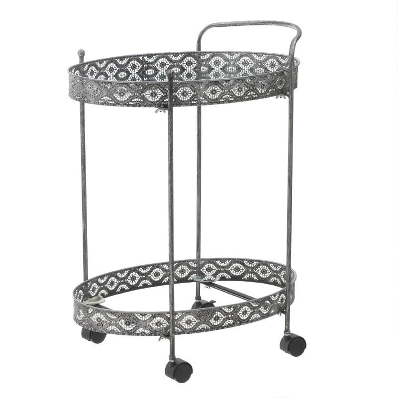 3506240012 STOČIĆ-POSLUŽAVNIK METALNI SREBRNI SA OGLEDALOM 52*34*66cm