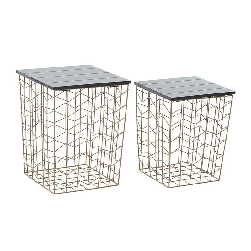 3500130004 STOČIĆ DRVO METAL SA KORPOM CRNO-ZLATNI S/2 5*41*52cm