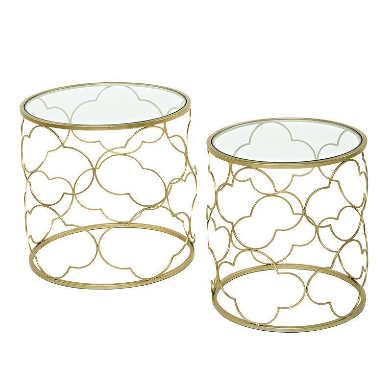 3509540008 STOČIĆ METAL-STAKLO ZLATNI S/2 50*50*50cm