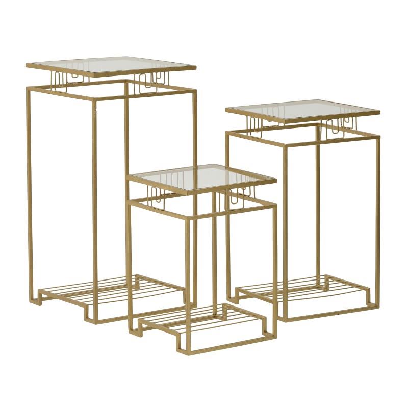 3501610006 STOČIĆ METAL STAKLO ZLATNI S/3 36*36*72 CM CENA JE POJEDINACNA I ODNOSI SE NA NAJVECI STOCIC IZ SETA 