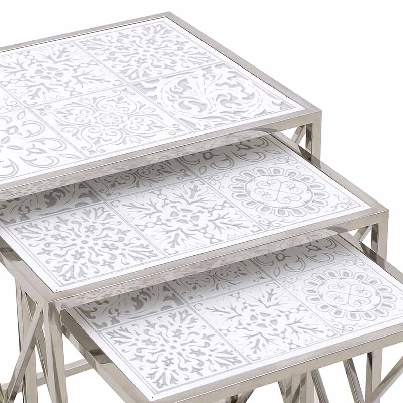 3504500012 STOČIĆ METALNI SREBRNI S/3 45*37*55cm