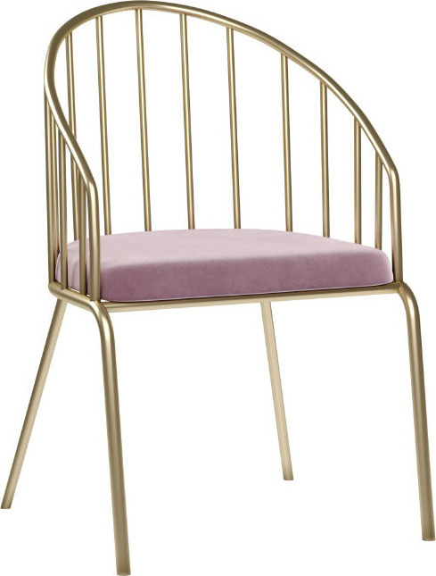 3505290003 STOLICA METALNA TAPACIRANA PLIŠEM ROZE ZLATNA 51*51*79cm