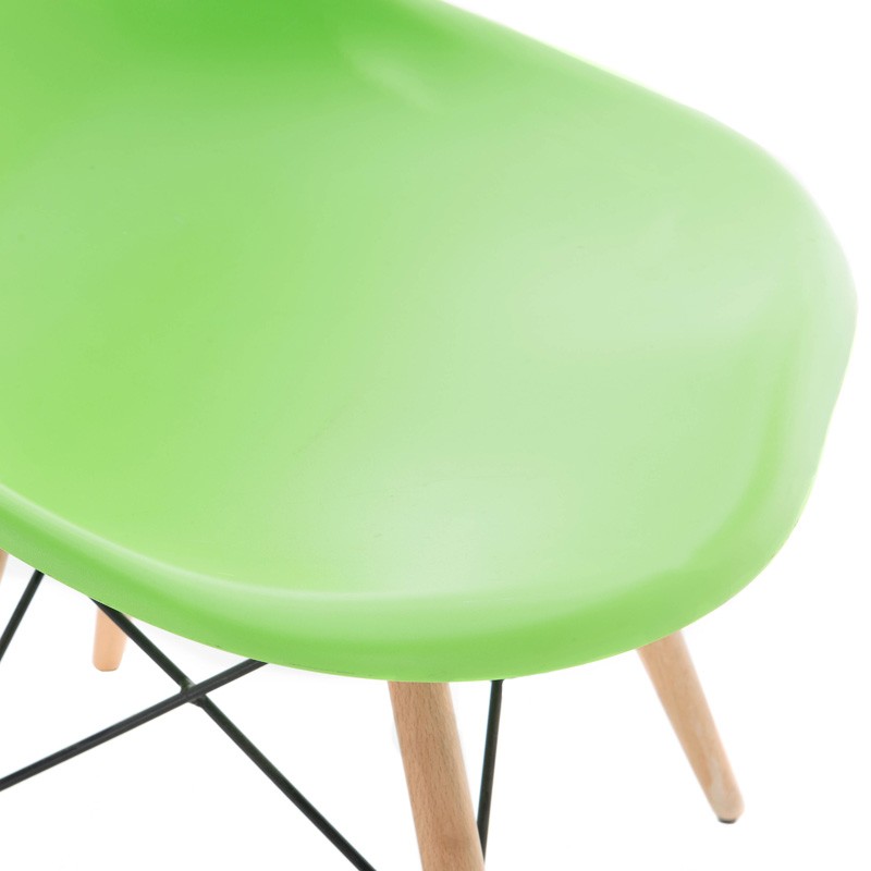 3509940011 STOLICA PLASTIČNA SA DRVENIM NOGAMA ZELENA 46*44*80cm