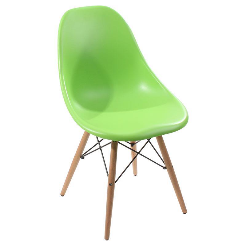 3503400005 PLASTIČNA STOLICA SA DRVENIM NOGAMA ZELENA 46*44*80cm