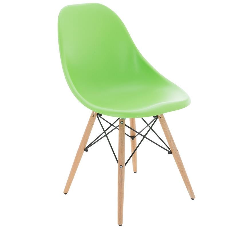 3509940011 STOLICA PLASTIČNA SA DRVENIM NOGAMA ZELENA 46*44*80cm