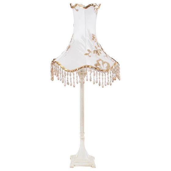 3152950016 STONA LAMPA BEŽ SA ZLATNIM VEZENIM PERLICAMA 65cm LA 258038