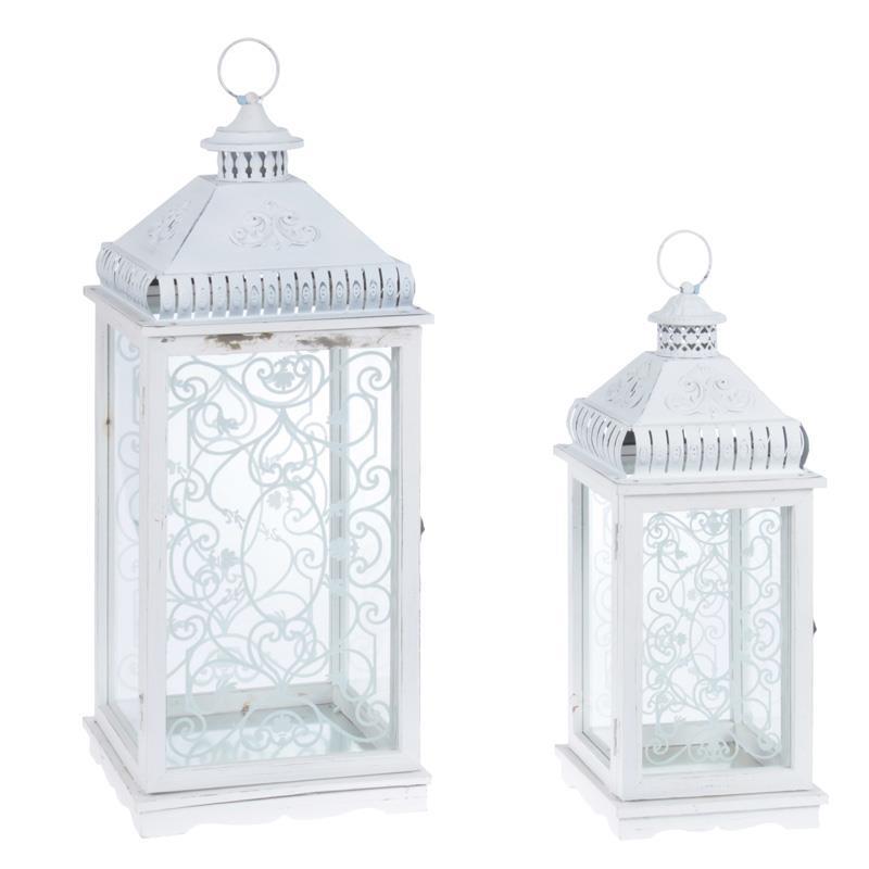3709130029 SVEĆNJAK FENJER DRVO-METAL BELI S/2 29*29*76cm
