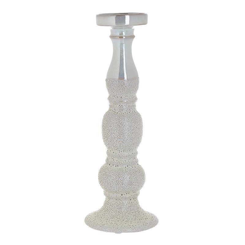 3707820038 SVEĆNJAK KERAMIČKI BEŽ 11*30.5cm