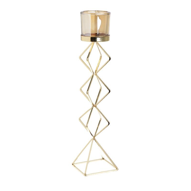 3704300070 SVEĆNJAK METAL-STAKLO U ZLATNOJ BOJI 8*8*34cm