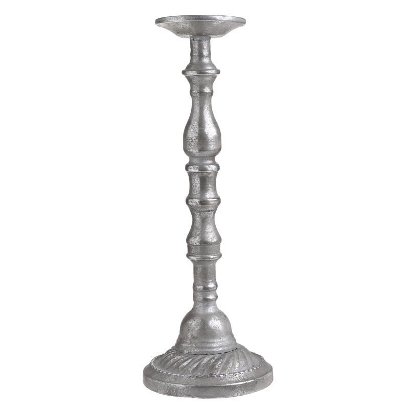 3703350028 SVEĆNJAK METALNI ANTIK SREBRNI 14.5*41.5