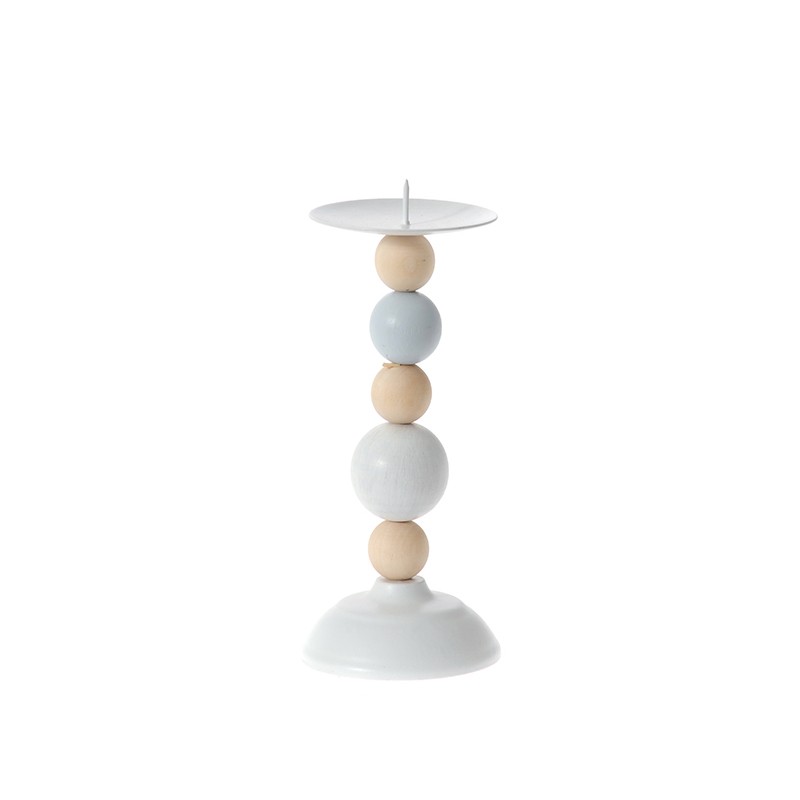 55231 SVEĆNJAK METALNI BEŽ BELI 9.5*26cm