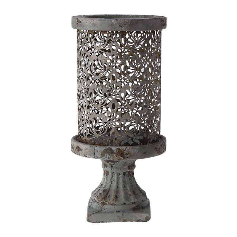 3705020018 SVEĆNJAK METALNI SA STOPOM SIVI 15*15*31cm