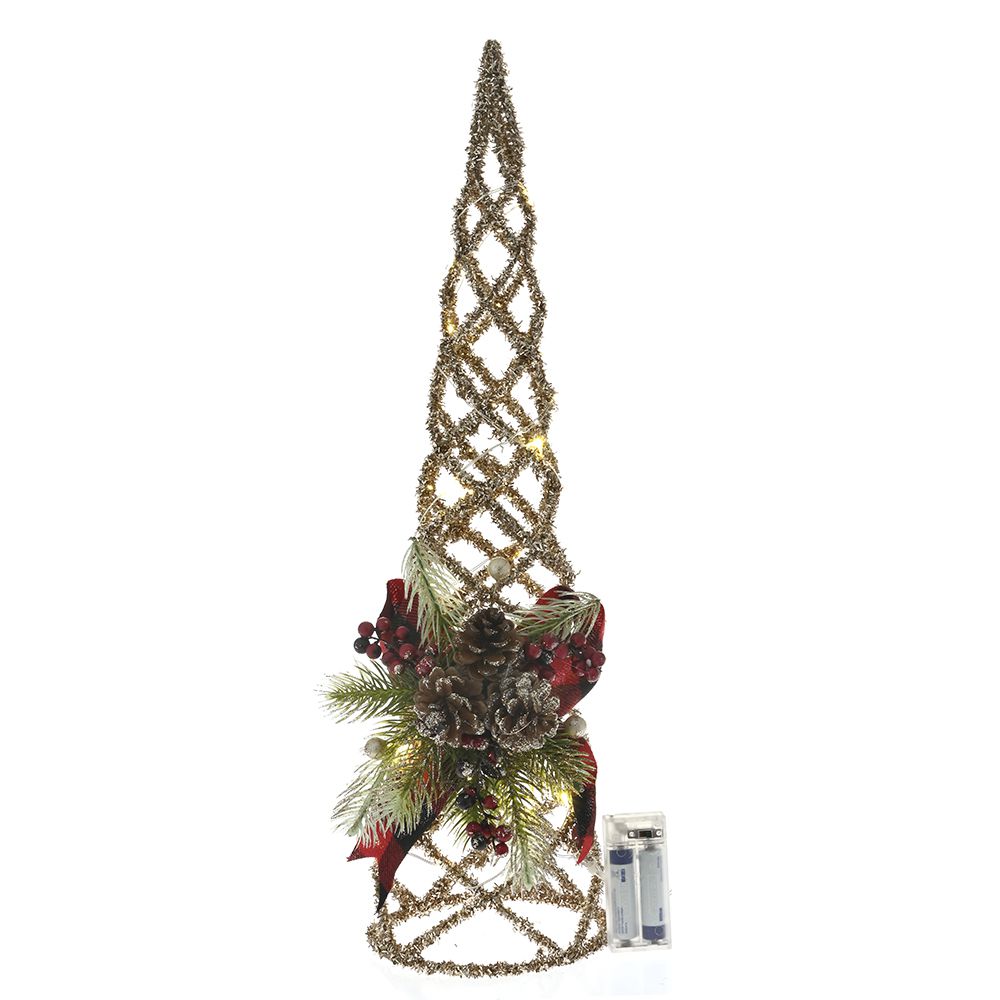 79937 SVETLEĆA KUPA ZLATNA SA NOVOGODIŠNJOM DEKORACIJOM 15 LED 14X50 CM