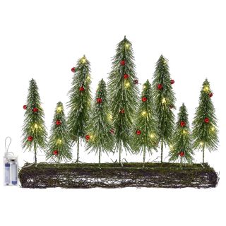 75803 SVETLEĆE JELKE NA DRVENOM POSTOLJU 46X10X36 CM SA 35 LED SIJALICA