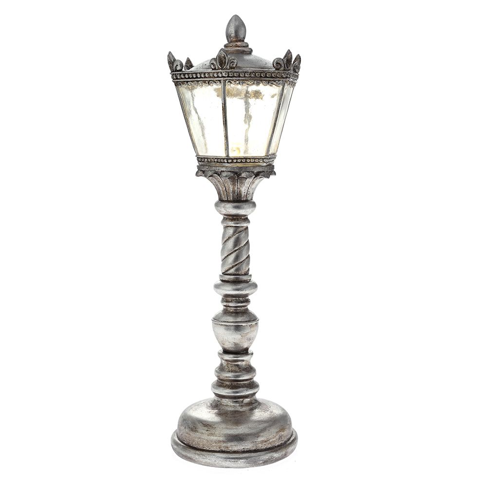 82371 SVETLEĆI SVEĆNJAK LAMPA SREBRNI 13X13X42 CM