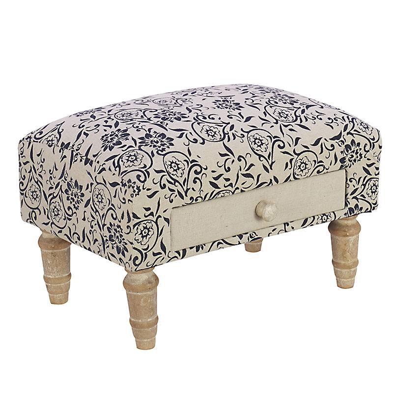 3507210082 TABURE-STOLICA TAPACIRANA PLATNOM CVETNI DEZEN 41*28*29cm