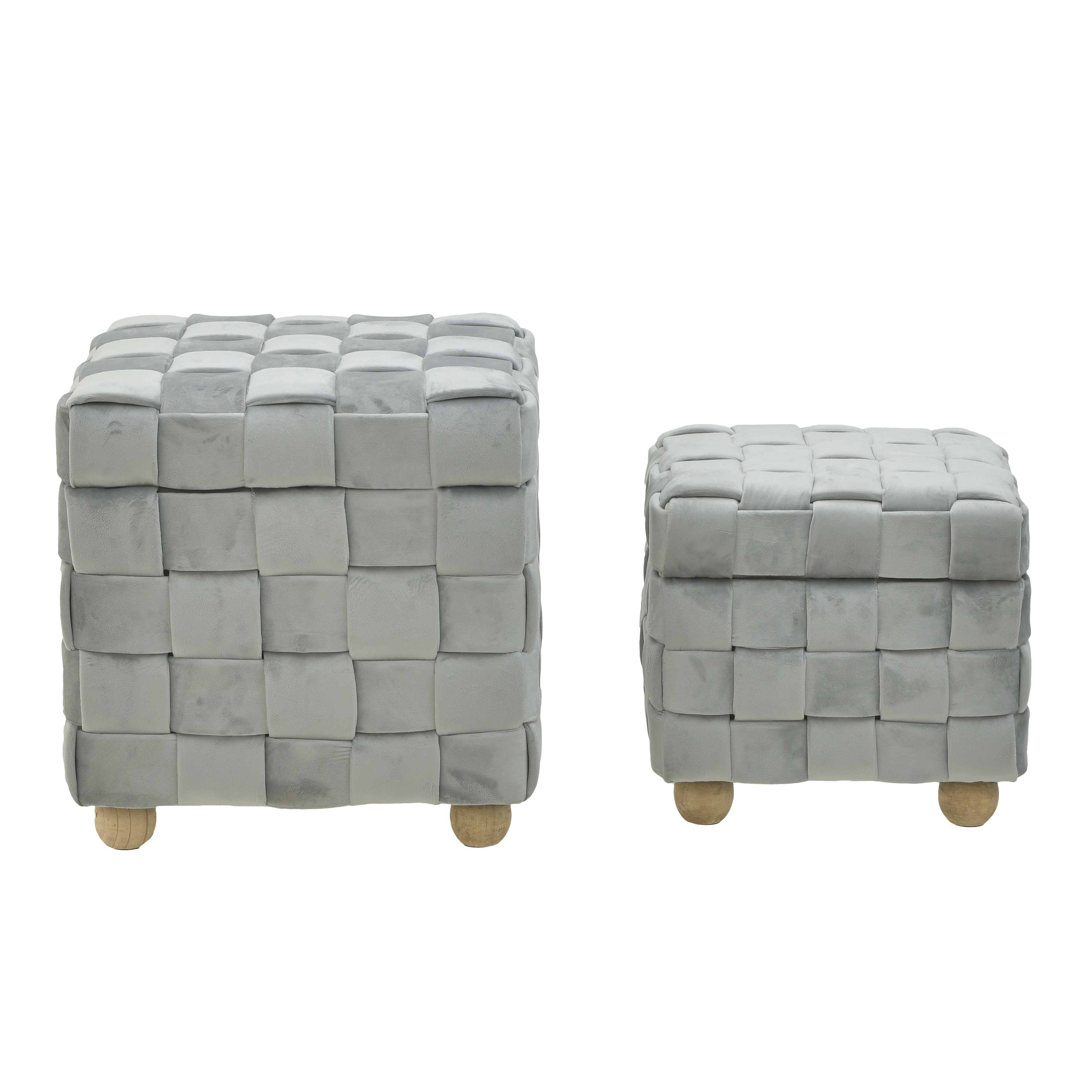 3504490015 TABURE DRVENI TAPACIRAN SIVIM PLIŠEM /2 44X44X44 CM