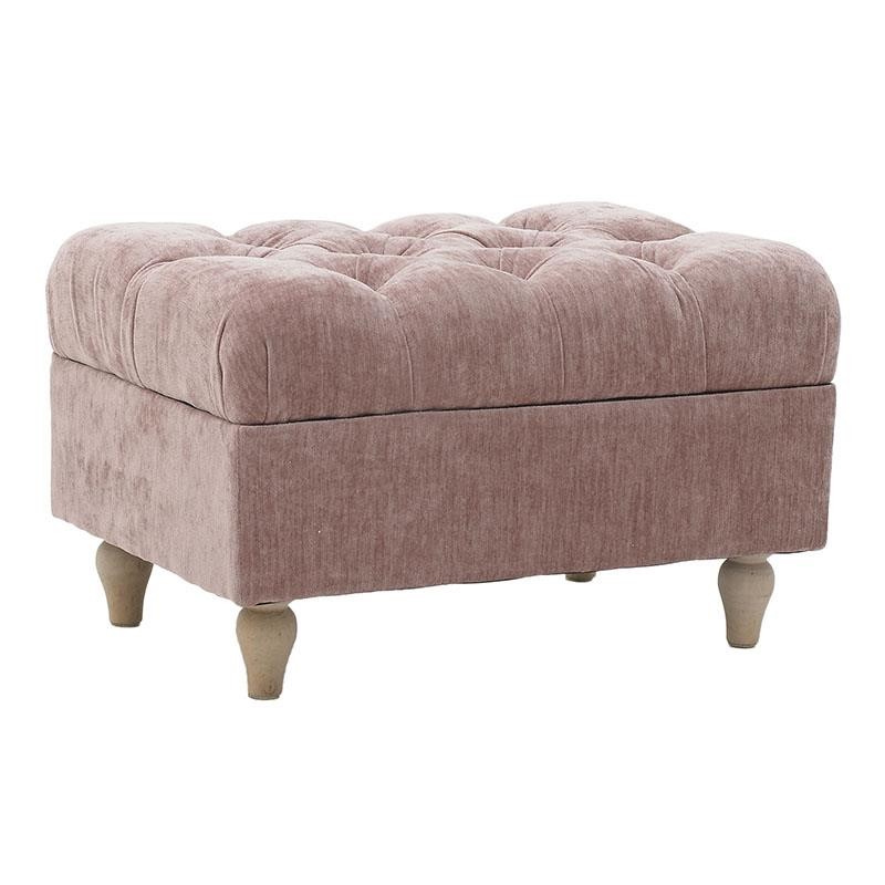 3507210137 TABURE DRVENI TAPACIRANI U ROZE BOJI 51*34*32cm