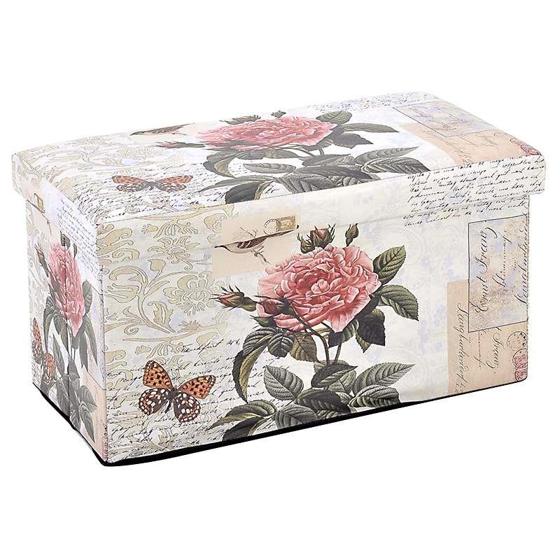 3503660038 TABURE KUTIJA OD VEŠTAČKE KOŽE DEZEN ROZE RUŽE 60*32*32cm