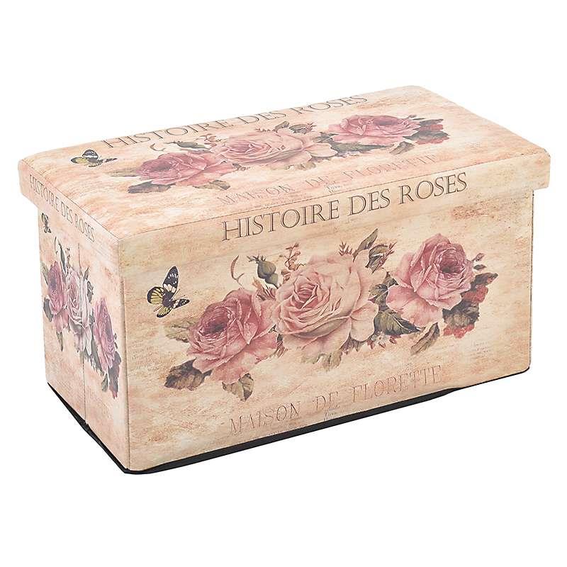 3503660040 TABURE KUTIJA OD VEŠTAČKE KOŽE DEZEN ROZE RUŽE 60*32*32cm
